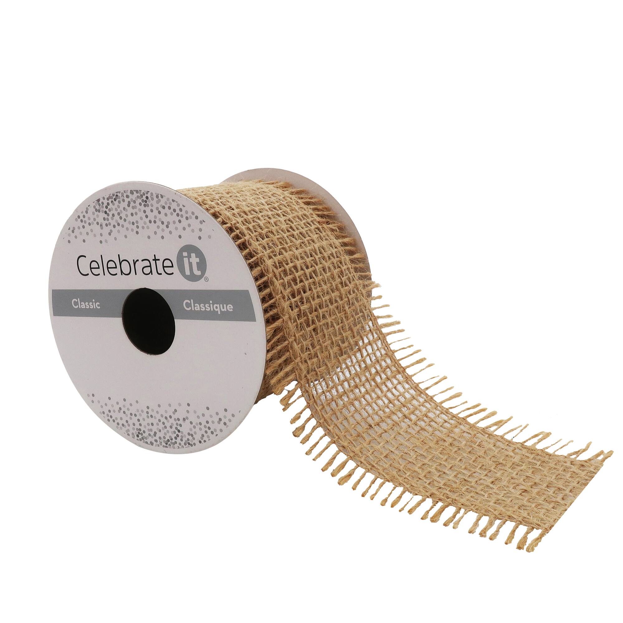 2.5" x 3yd. Burlap Frayed Wired Ribbon by Celebrate It® Classic